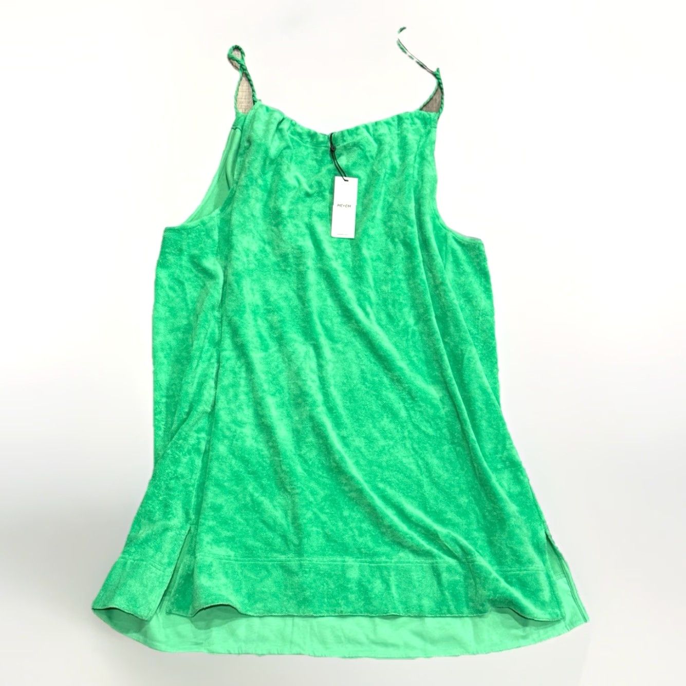 ME+EM Women’s Halter-Neck Toweling Dress – Green, Size 14, Sleeveless, Short Shift Dress, Regular, Spring/Summer, NWT