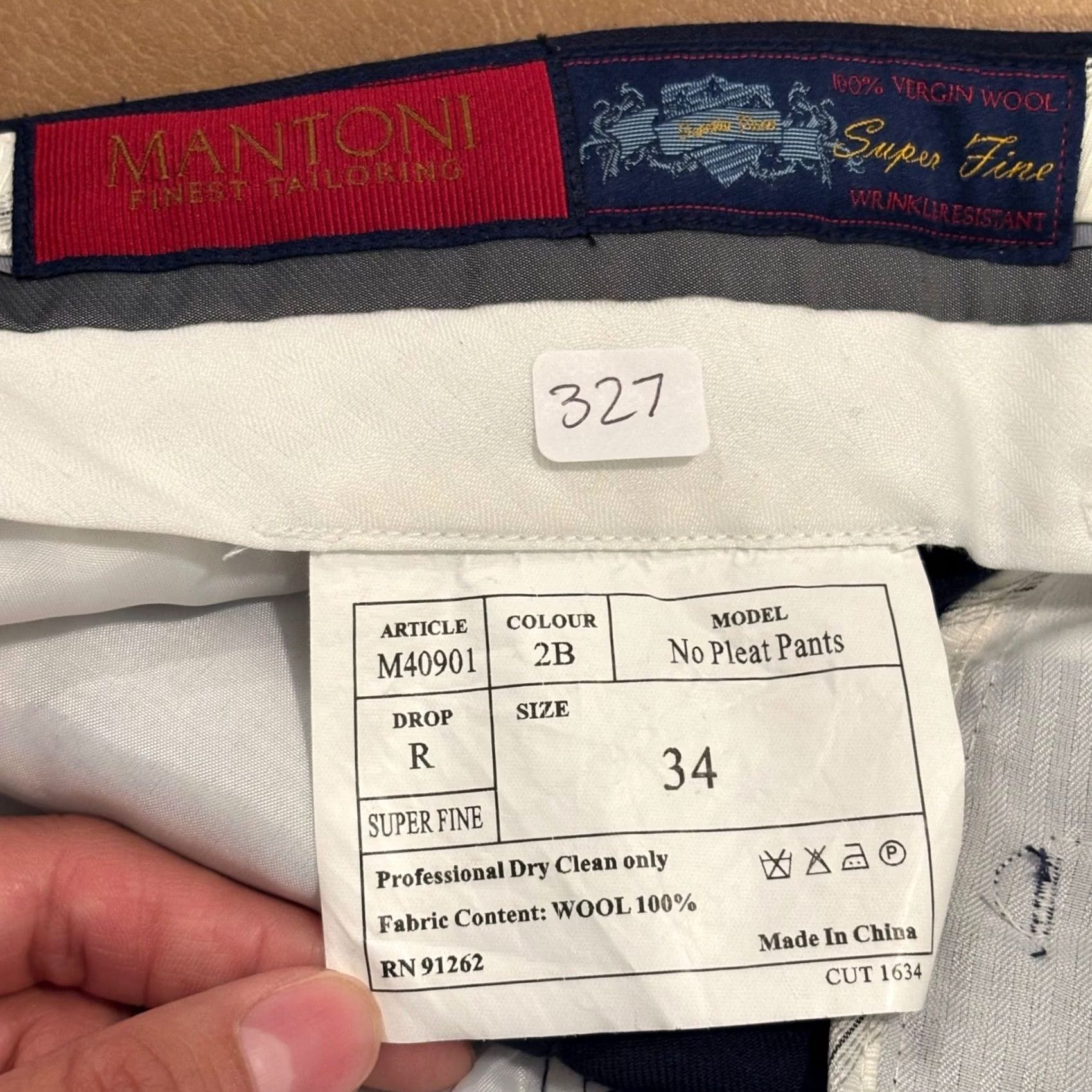 Santoni Mantoni Mens Navy Blue 100% Virgin Wool Flat Front Dress Pants Size 34 M40901 Size US 34 / EU 50 - 2 Thumbnail
