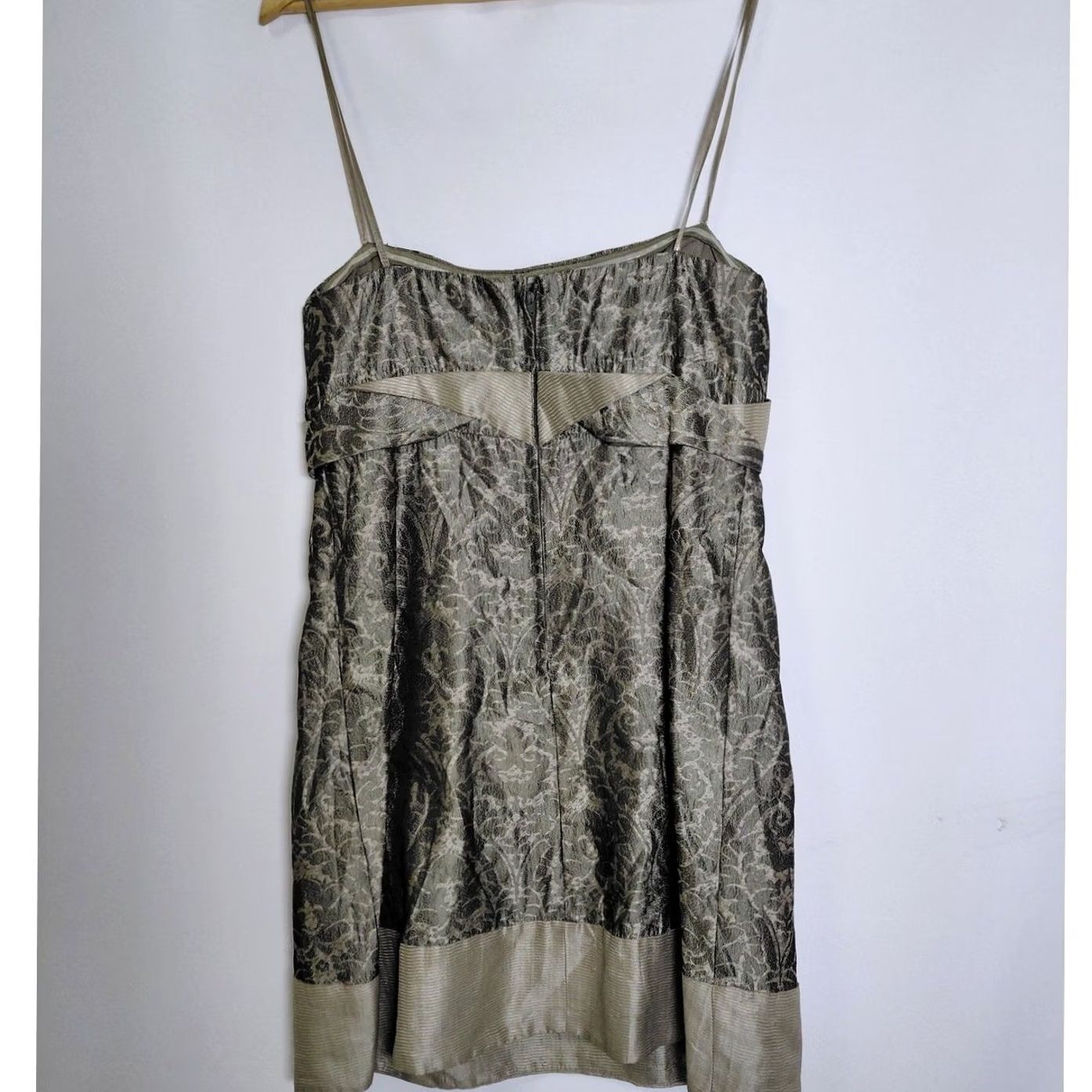 Bcbgmaxazria BCBGMAXAZRIA Silk Dress Gray Solid Sleeveless Knee Length Women 12 Size XL / US 12-14 / IT 48-50 - 2 Thumbnail