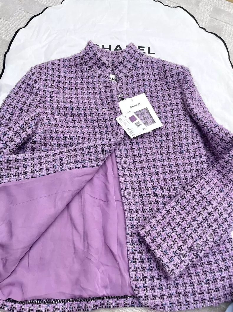 Chanel Chanel 24A high-grade purple glitter soft tweed woven jack Size XS / US 0-2 / IT 36-38 - 4 Thumbnail