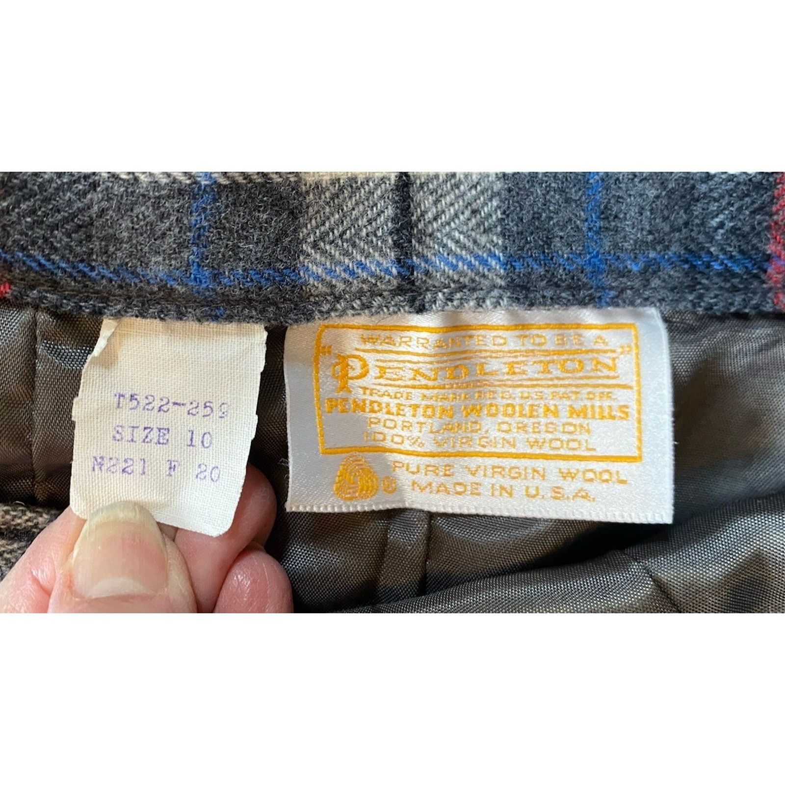 Pendleton VTG USA 60 70 Pendleton Gray Plaid Wool Lined Skirt Women 10 Size 32" / US 10 / IT 46 - 2 Thumbnail