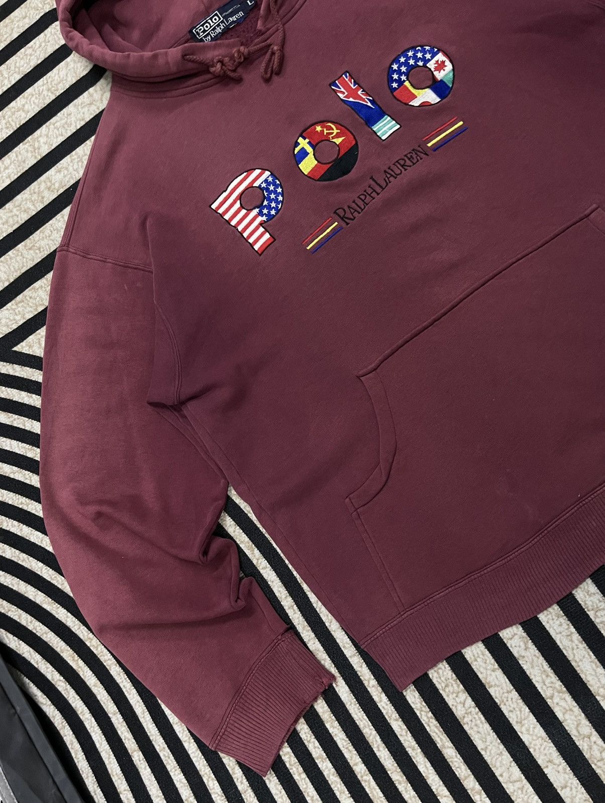 Polo Ralph Lauren × Vintage 90s POLO RALPH LAUREN EMBROIDERED LOGO DISTRESSED HOODIE Size US L / EU 52-54 / 3 - 4 Thumbnail