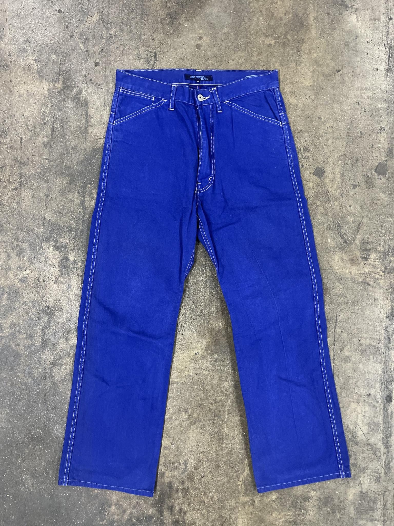 image of Cdg Cdg Cdg x Junya Watanabe 2010 Blue With White Stitch Jeans, Men's (Size 30)