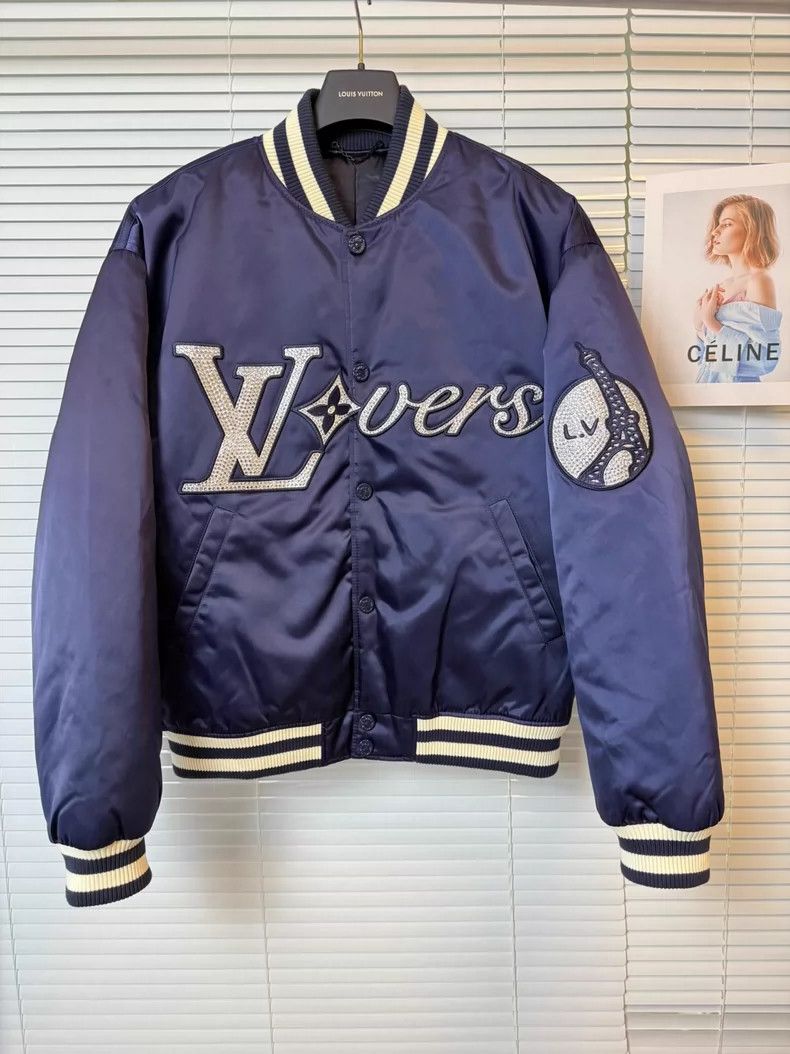 Louis Vuitton LV Lovers Baseball Jacket with Rhinestones