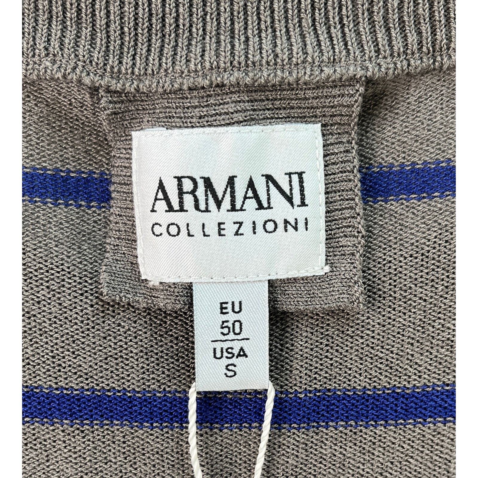 Giorgio Armani SKU2-3 GIORGIO ARMANI Men's Sweater Striped Grey/Blue Small Size US S / EU 44-46 / 1 - 8 Thumbnail
