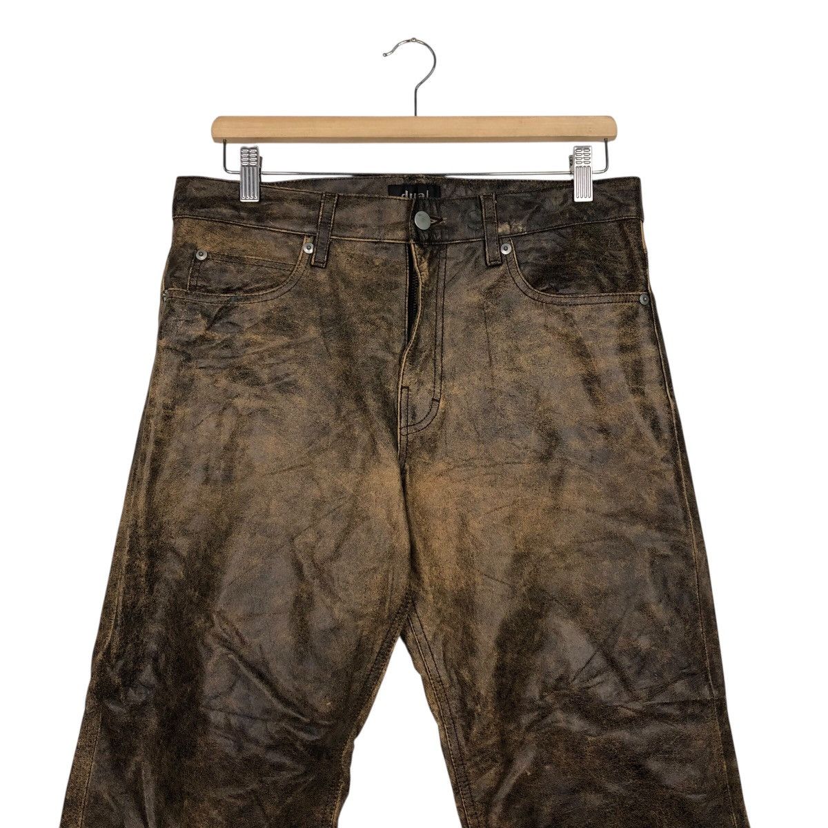 Japanese Brand 📌Vintage Biker Racing Leather Pants Dual Issey Miyake Size US 32 / EU 48 - 5 Thumbnail