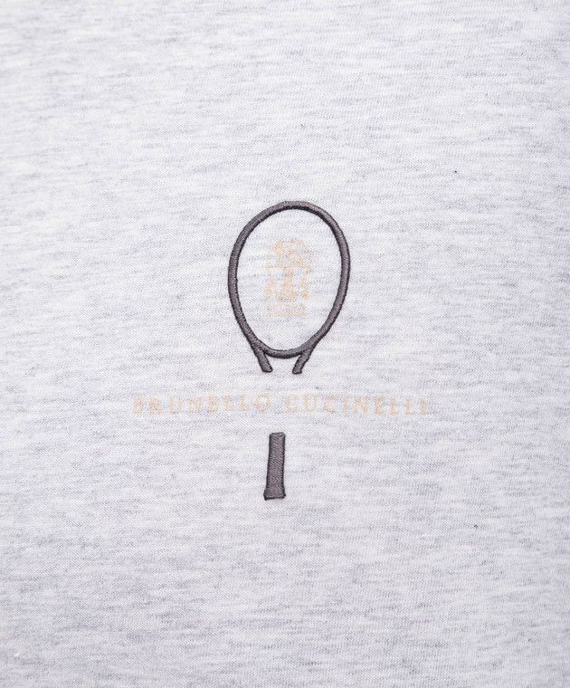 Brunello Cucinelli o1w1db10326 T-Shirt With Embroidered Tenis Logo in Grey Size US XXL / EU 58 / 5 - 5 Thumbnail