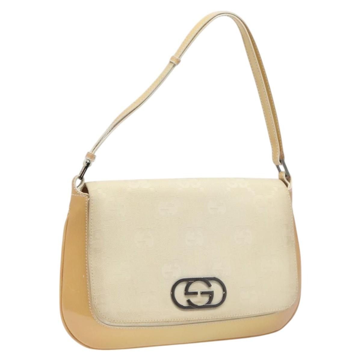 Gucci GG Canvas Shoulder Bag Beige Silver 001 001, Women's