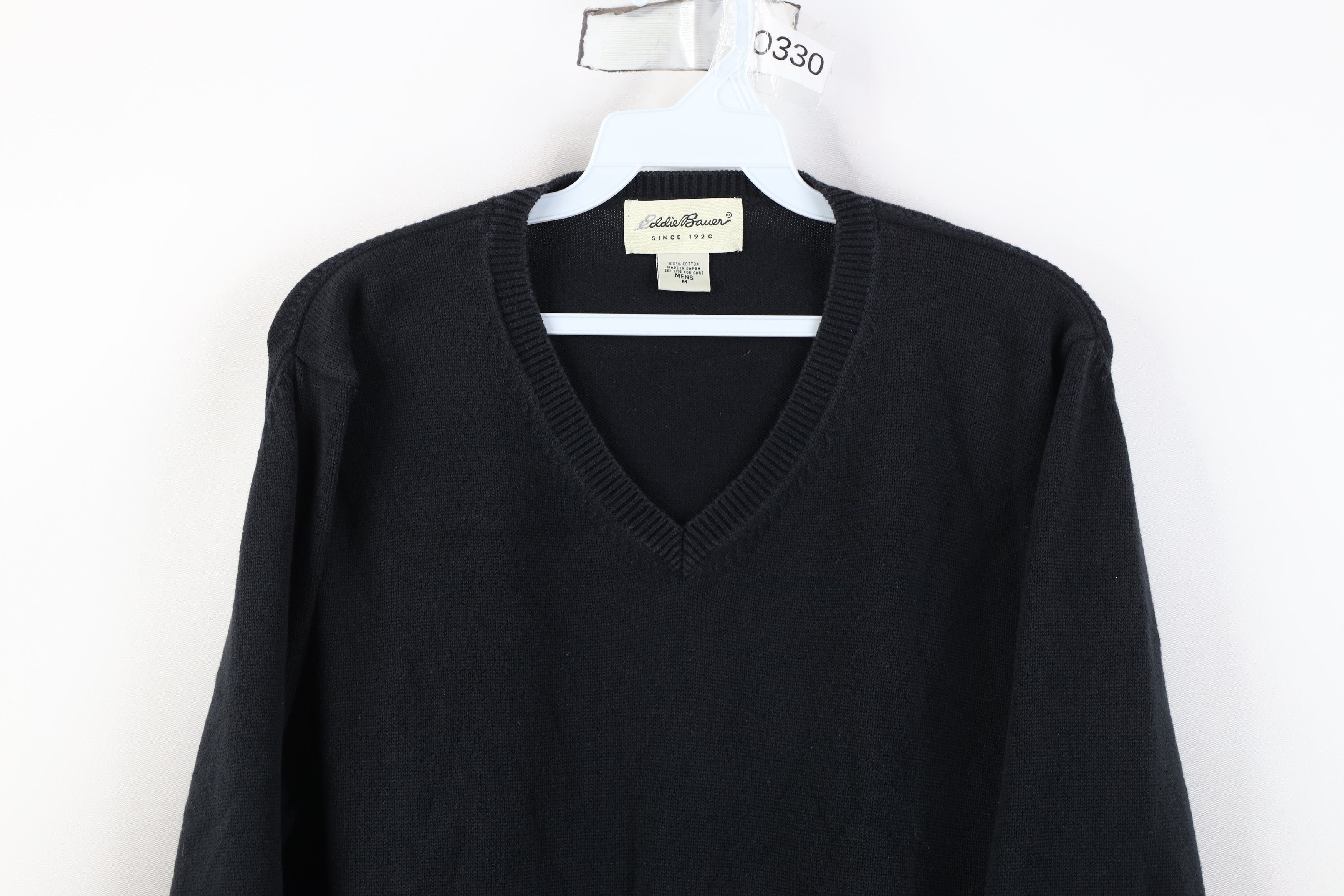 Eddie Bauer Vintage 90s Eddie Bauer Knit V-Neck Sweater Black Japan Size US M / EU 48-50 / 2 - 2 Thumbnail