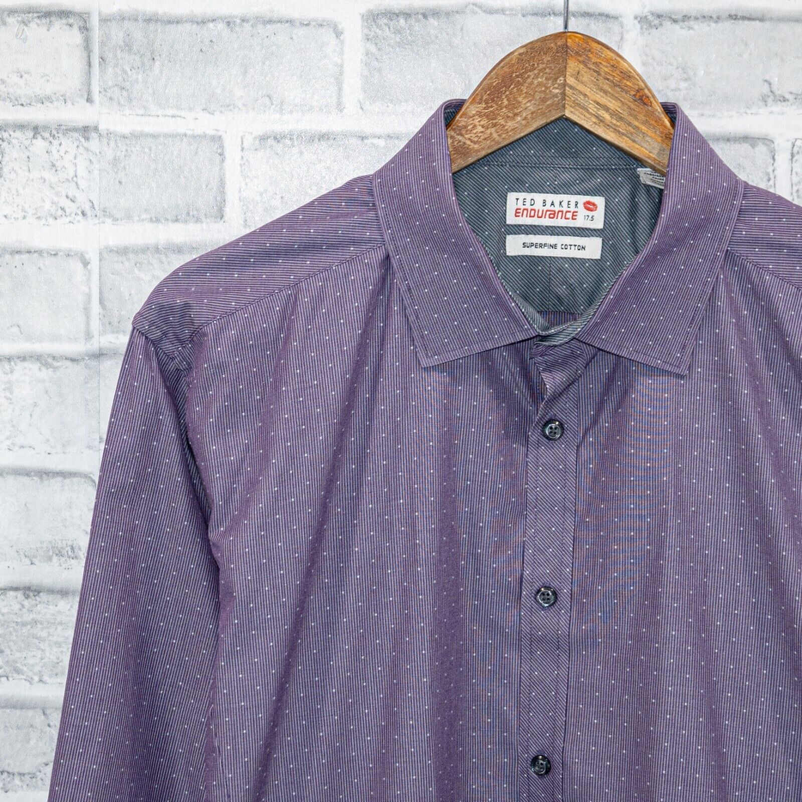 Ted Baker TED BAKER endurance Men's Button up Shirt in Purple stripe Size US XL / EU 56 / 4 - 5 Thumbnail