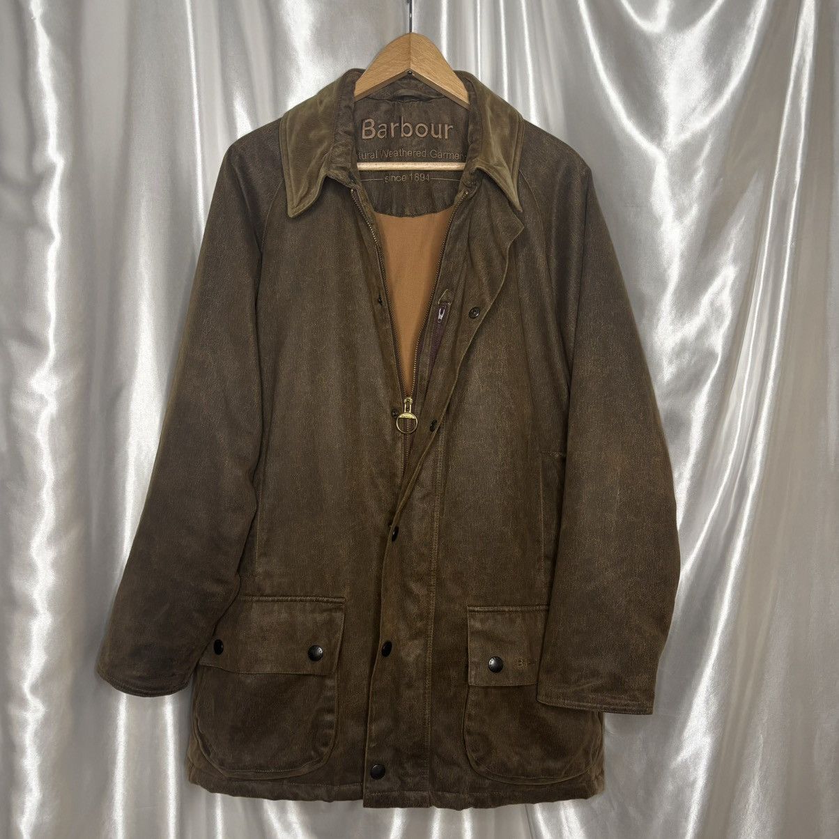Barbour Waxed Barbour jacket waterproof natural weathered garment Size US M / EU 48-50 / 2 - 3 Thumbnail