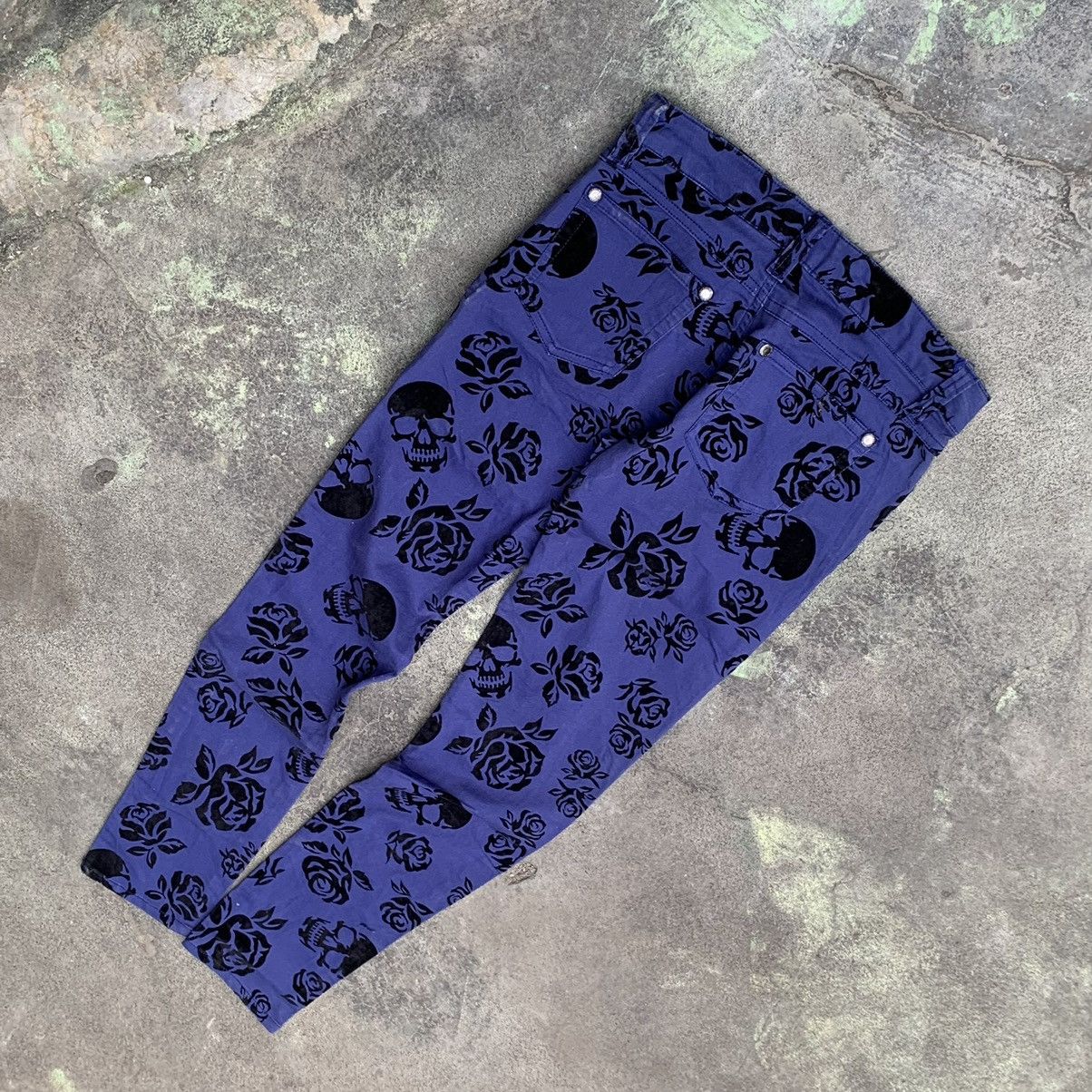 Japanese Brand Japanese pants towell skull art Size 29" - 4 Thumbnail