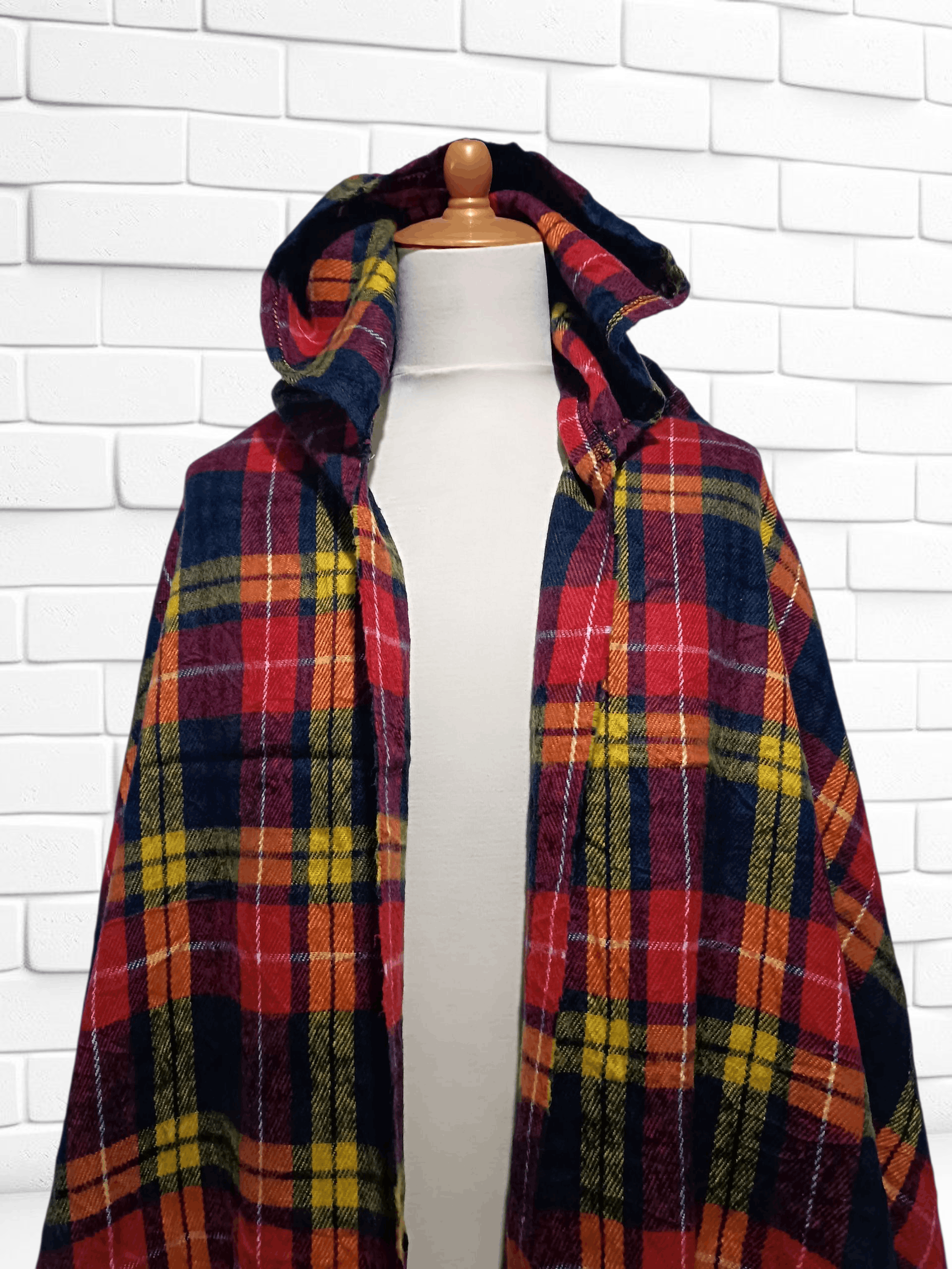 Japanese Brand Vintage Wool Blanket Poncho Checked Size ONE SIZE - 4 Thumbnail
