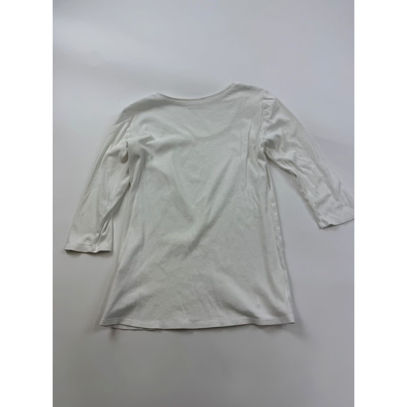 Eileen Fisher Eileen Fisher Shirt Womens S White Scoop Neck 3/4 Sleeve Organic Cotton Top Size S / US 4 / IT 40 - 5 Thumbnail