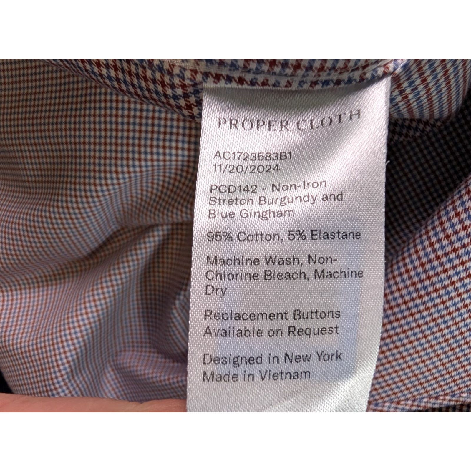 CLOT Proper Cloth Stretch Rose Houndstooth Shirt Button-Up Mens L Red Plaid Classic Preppy Casual/Workwear Shirt Size US L / EU 52-54 / 3 - 7 Thumbnail