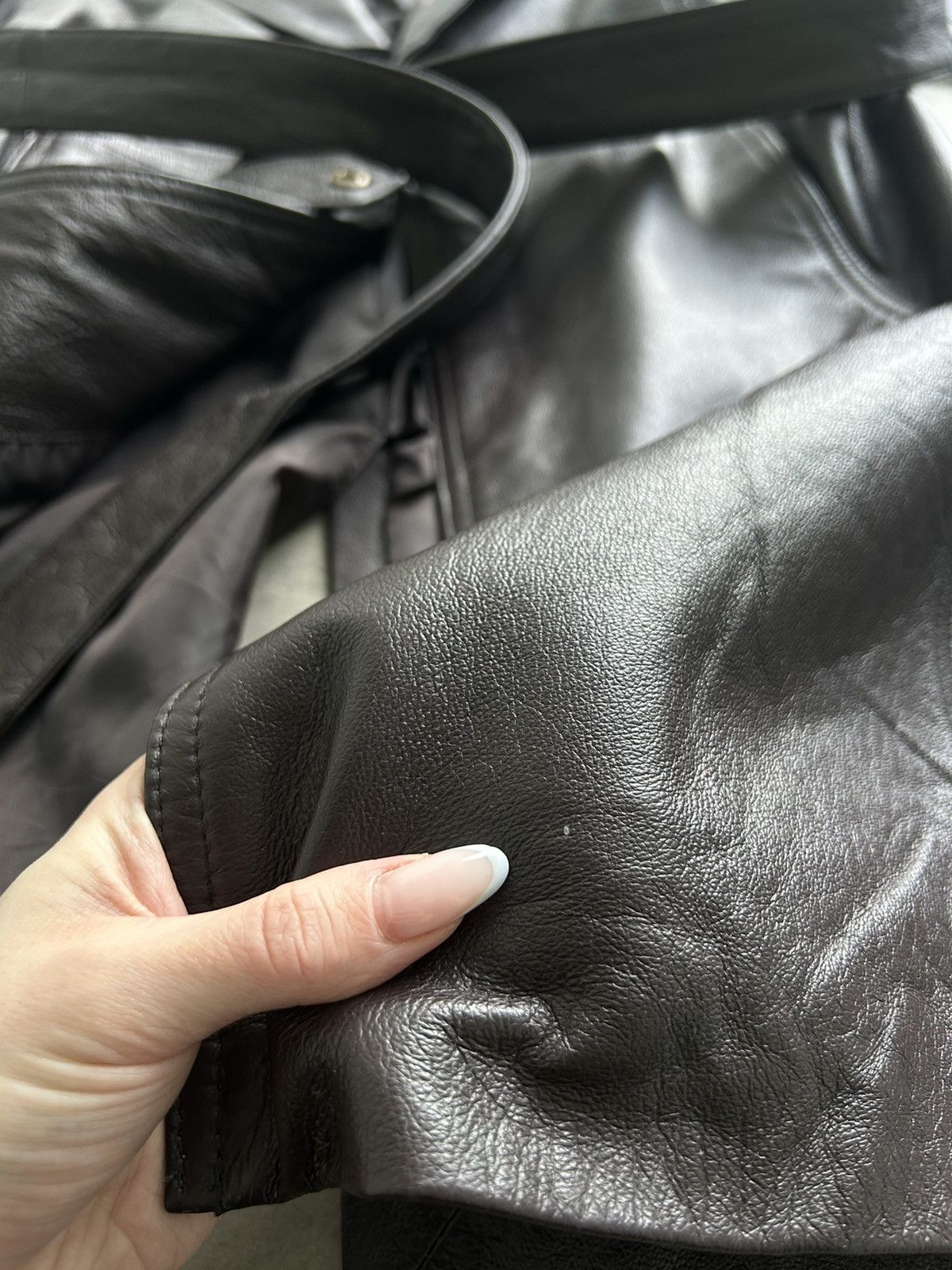 Vintage Vintage 100 % Leather Brown Trench Coat Size L / US 10 / IT 46 - 8 Thumbnail