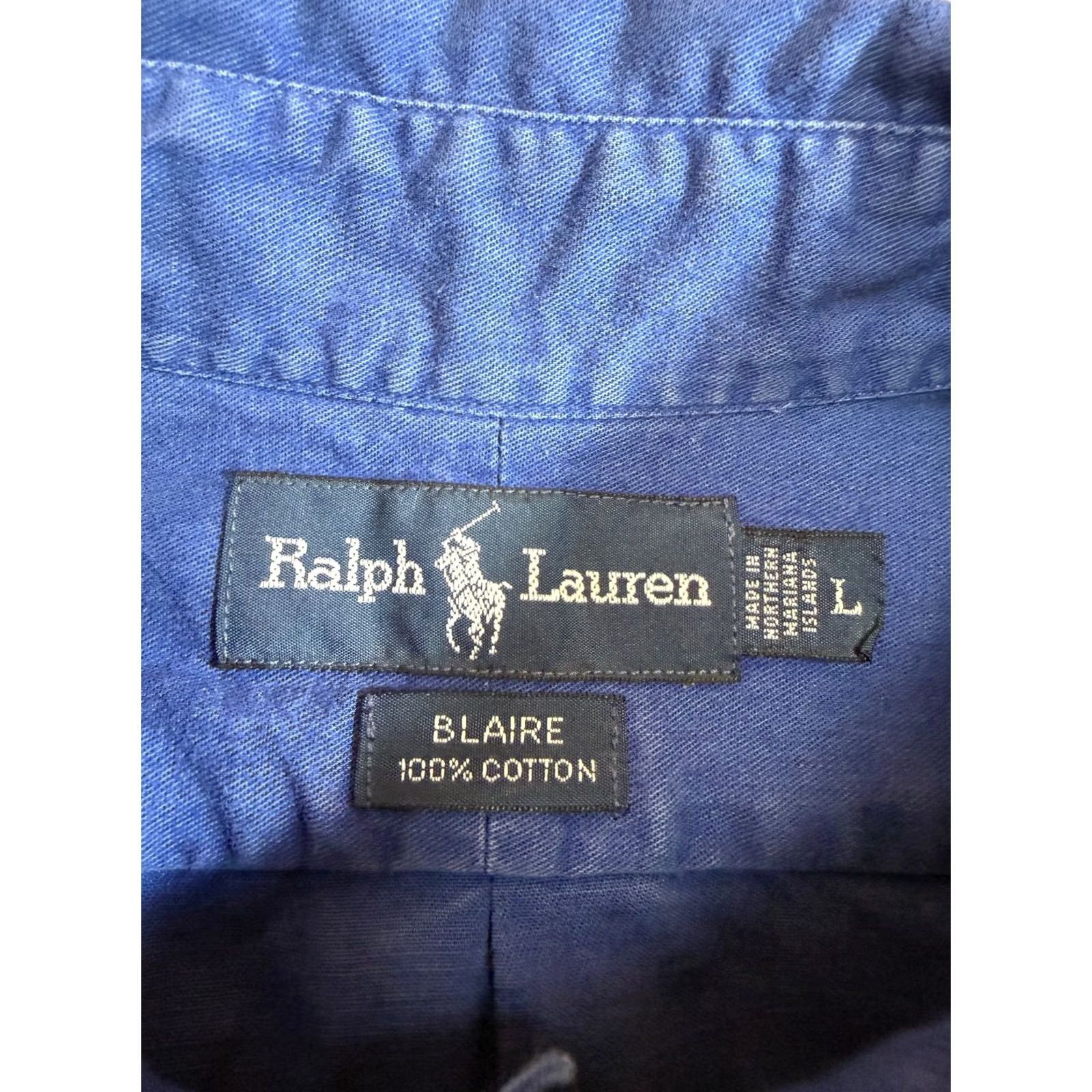 Polo Ralph Lauren VINTAGE Polo Ralph Lauren Workshirt Button-Up Shirt Men L Blue Cotton Size US L / EU 52-54 / 3 - 6 Thumbnail