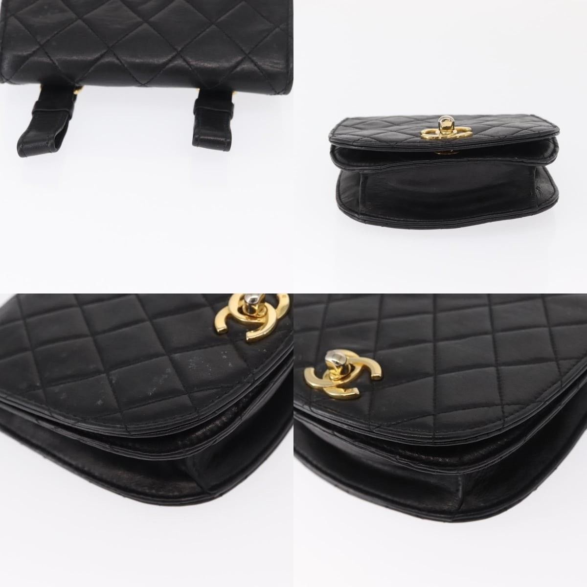 Chanel Chanel Pouch Lamb Skin Black Gold CC Size ONE SIZE - 4 Thumbnail