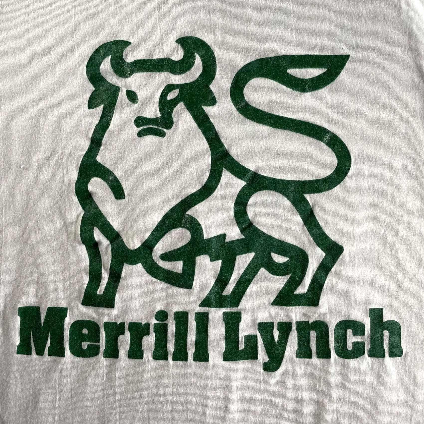 Hanes VINTAGE Merrill Lynch Shirt Mens M White Hanes Fifty-Fifty Made USA Tee Size US M / EU 48-50 / 2 - 2 Thumbnail