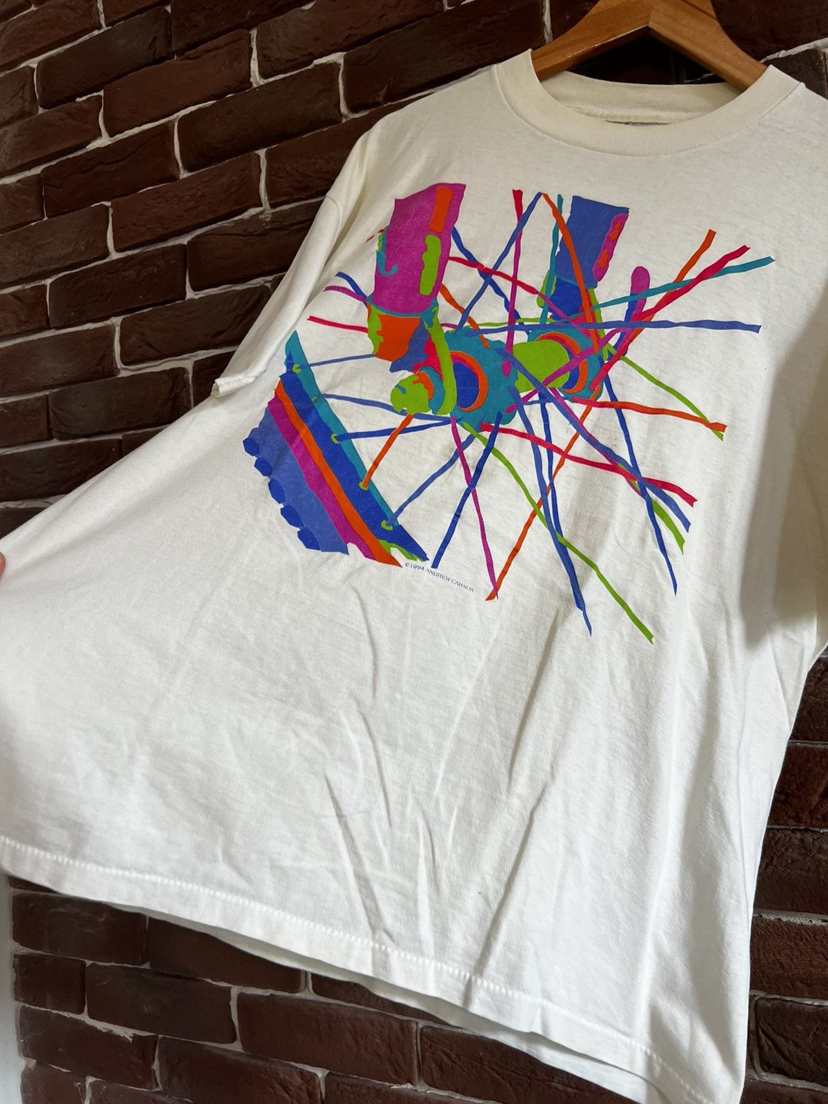 Vintage Vintage 1990s ONEITA Andrew Carson Biking Single Stitch Tee Size US XL / EU 56 / 4 - 4 Thumbnail