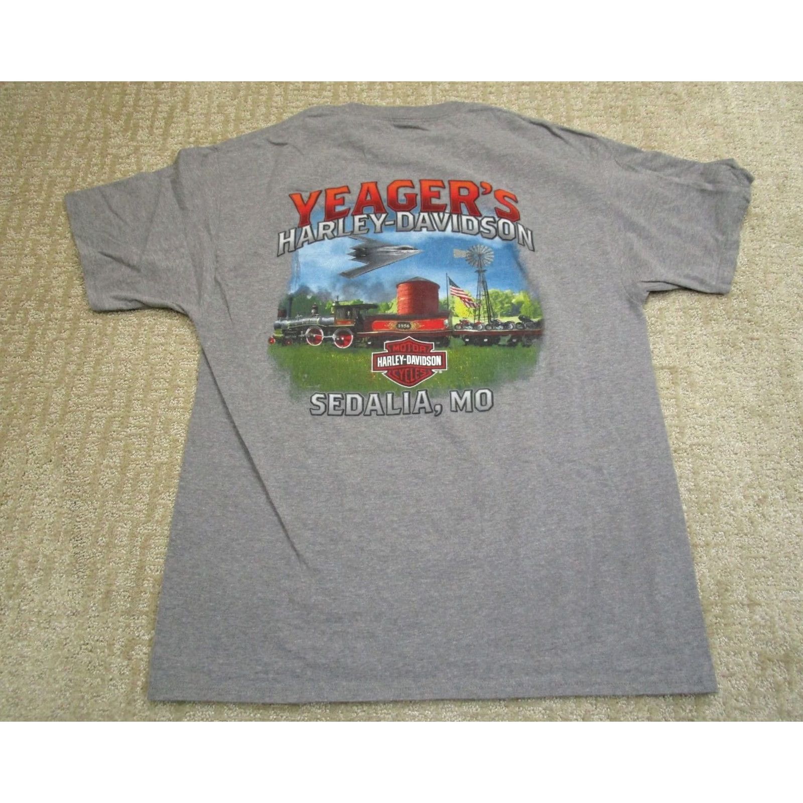 Harley Davidson Harley-Davidson Shirt Men Medium Gray Short Sleeve Biker City Motorcycle Patriotic Transportation Logo 90s? Size US M / EU 48-50 / 2 - 4 Thumbnail