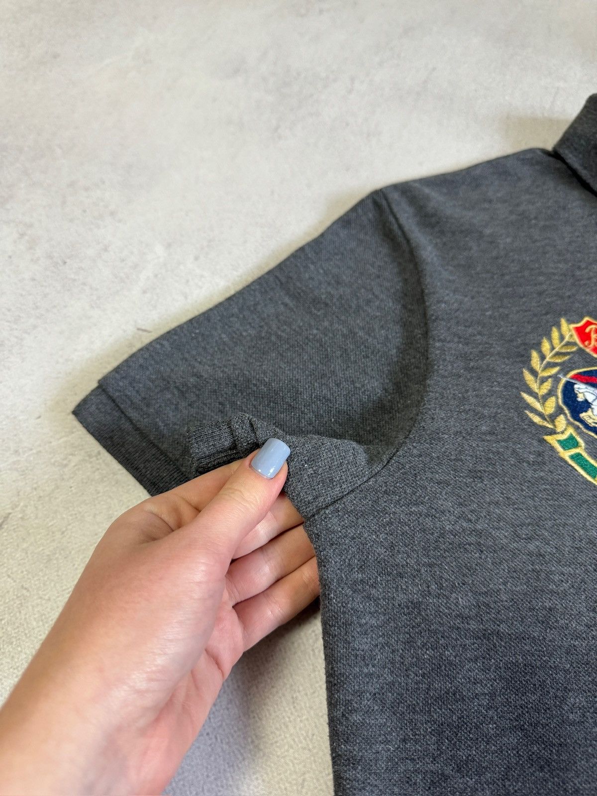 Burberry Burberry Polo Shirt Embroidered Big Logo Gray Mens Luxury Size US L / EU 52-54 / 3 - 5 Thumbnail