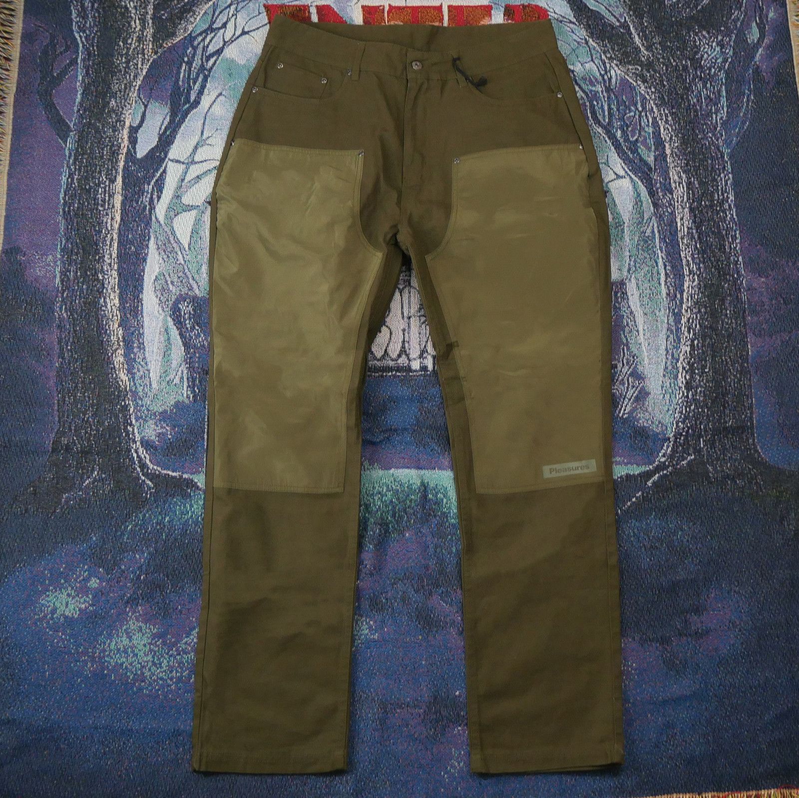 image of Pleasures Simulation Double Knee Pants in Olive, Men's (Size 36)