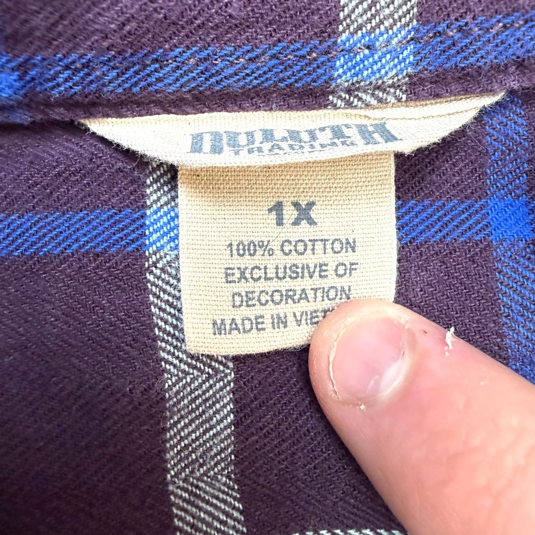 Vintage Duluth Shirt Womens 1X Purple Plaid Button-Up Casual Workwear Flannel Cotton Knit Relaxed Fall Spring Winter Boys Girls Mens Womens Size XL / US 12-14 / IT 48-50 - 4 Thumbnail