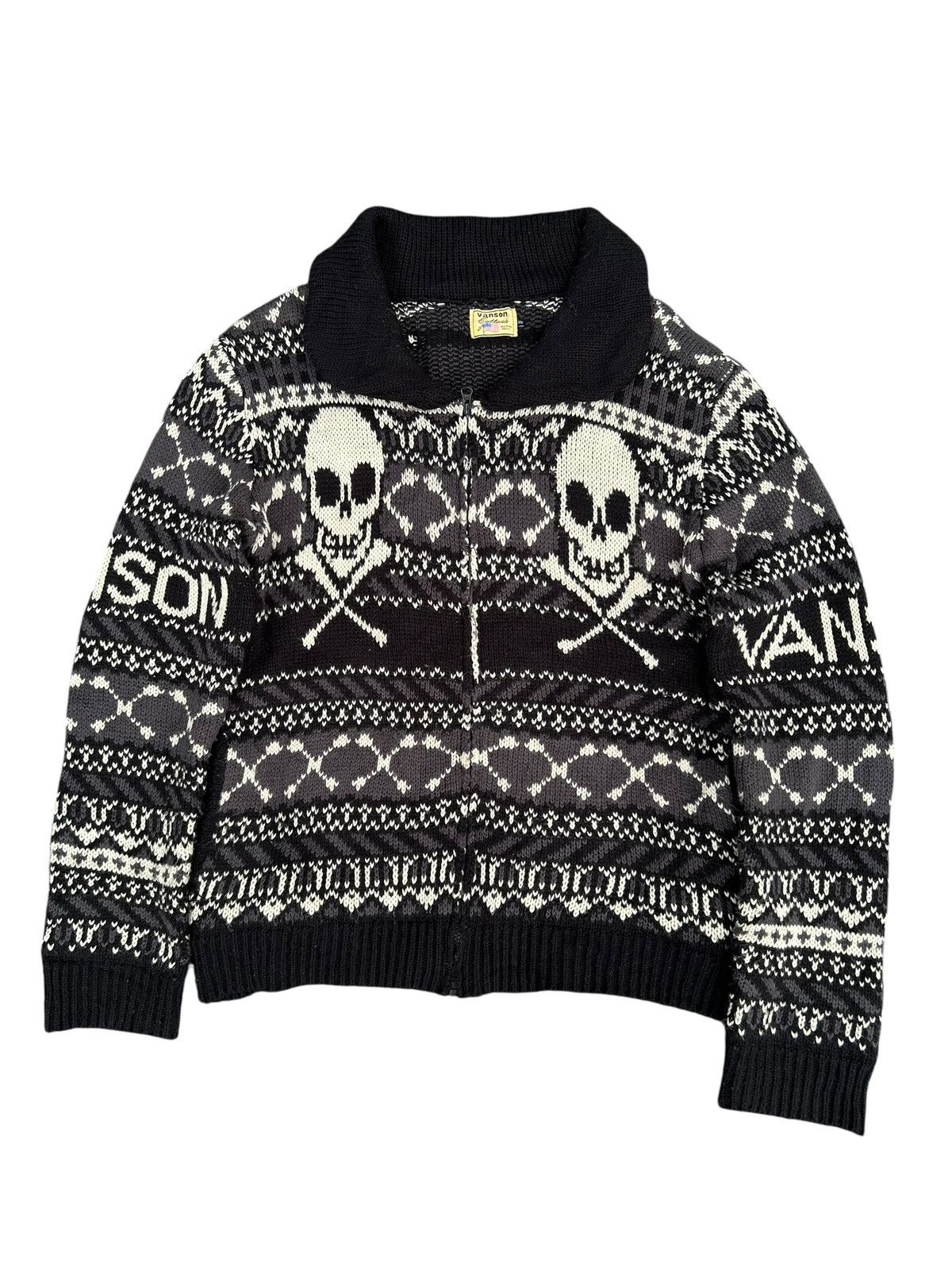 Vanson Leathers Vintage Vanson Skull Knit Sweater Zipper Size US L / EU 52-54 / 3 - 5 Thumbnail