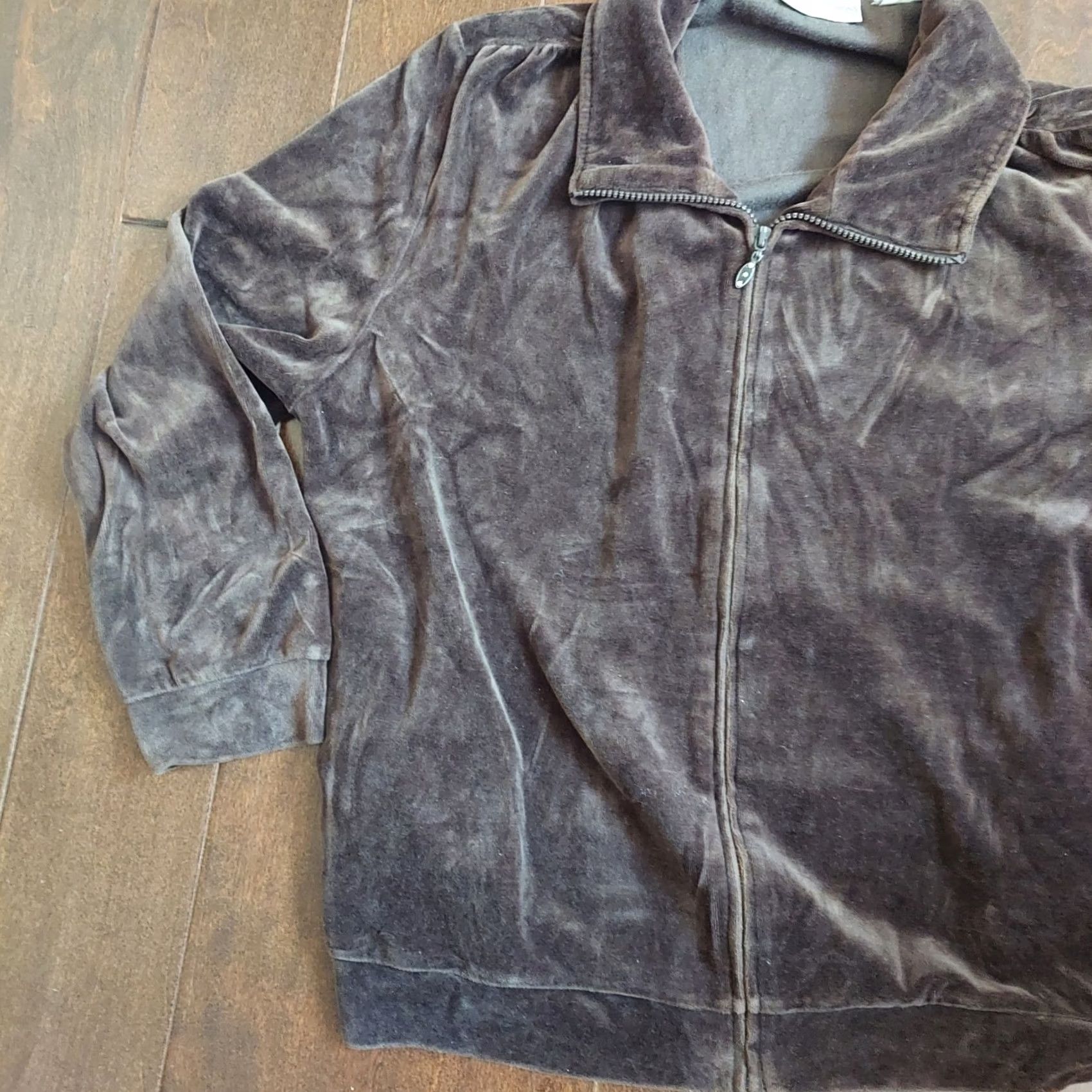 Vintage Drapers & Damons Petites Velour Sweater Jacket Brown Long Sleeve Zip PXL Womens Regular Casual Size XL / US 12-14 / IT 48-50 - 4 Thumbnail