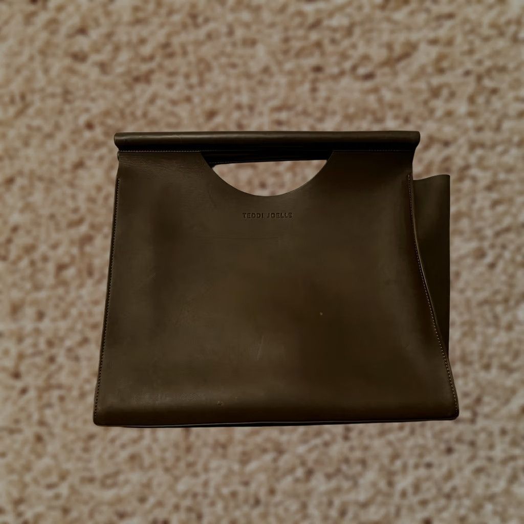 Vintage Teddi Joelle Elle Leather Brief Bag Olive Brown Minimalist Office Tote Purse Tote Brown Leather Women Size ONE SIZE - 1 Thumbnail