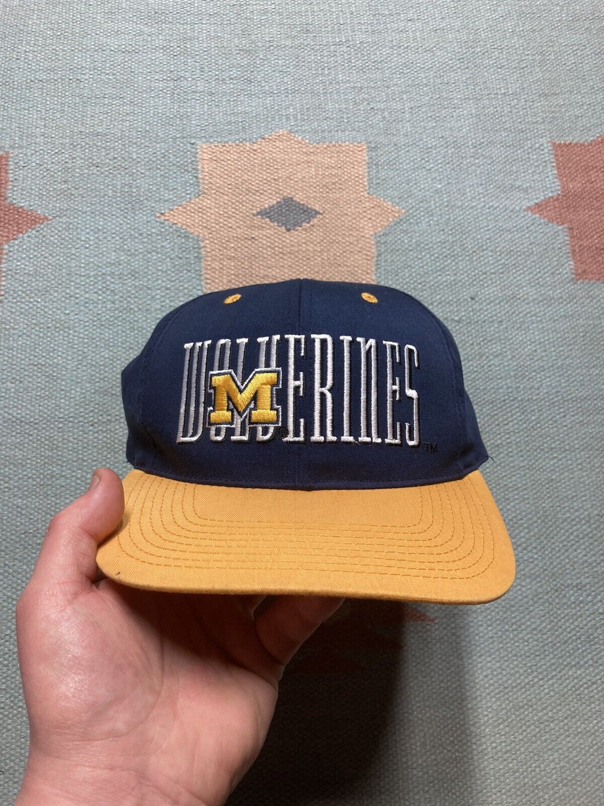 Vintage 90s SnapBack hat university of Michigan wolverines spell out Size ONE SIZE - 2 Thumbnail