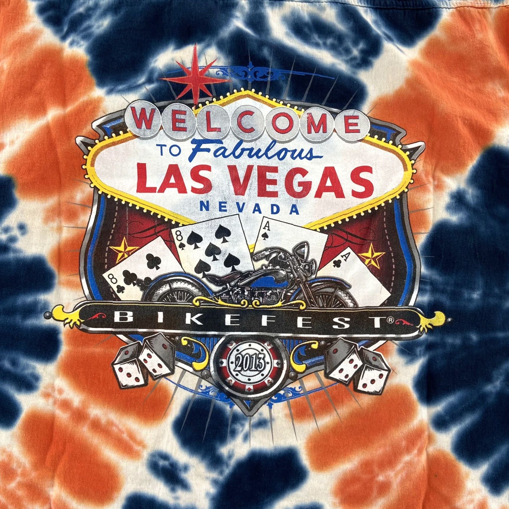 Vintage Biker Wear Shirt Damaged Tie Dye Sleeveless Las Vegas Bikefest 2013 Men 2XL Blue Orange Shirt Mens XXL Size US XXL / EU 58 / 5 - 3 Thumbnail