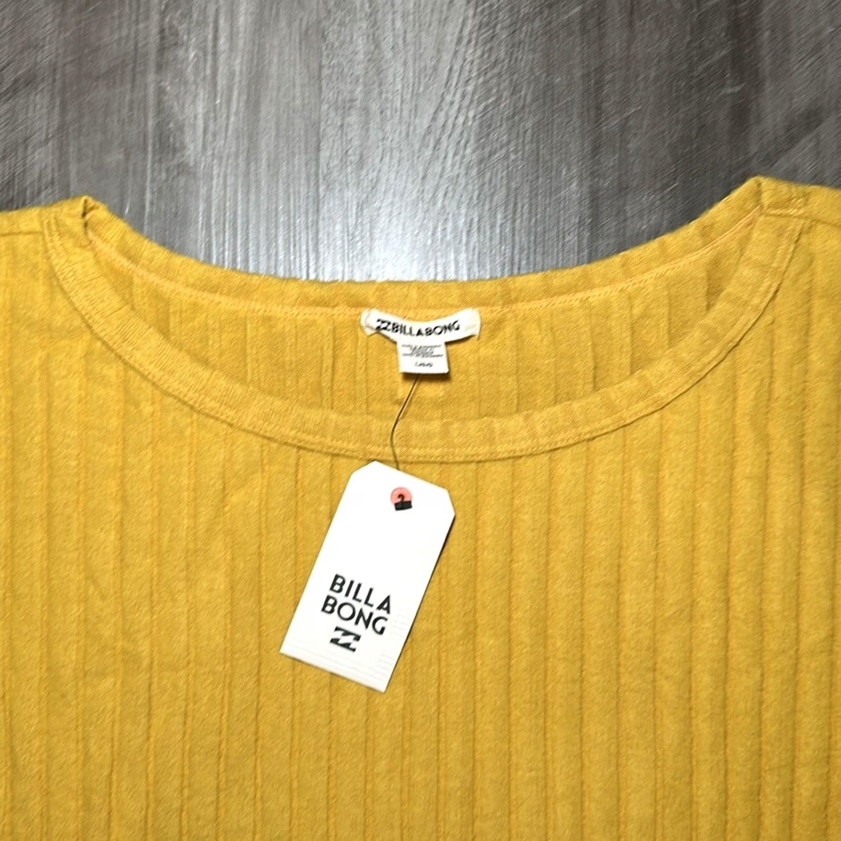 Billabong Billabong Blouse Glow Up Brushed Knit Top - Large - Women - Yellow - NWT - Mustard - 79% Polyester 17% Rayon 4% Elastane - MS10715 Size L / US 10 / IT 46 - 4 Thumbnail
