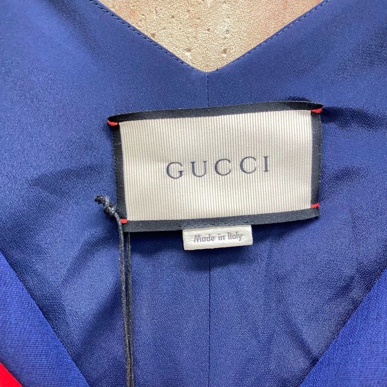 Gucci Gucci Show red and blue striped V-neck puff sleeve dress 25 Size S / US 4 / IT 40 - 3 Thumbnail
