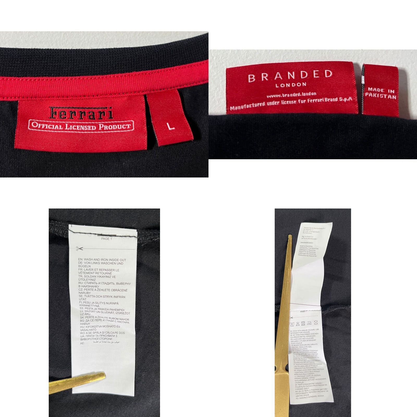Ferrari Branded London T-Shirt Mens Ferrari SF Logo Crew Neck Short Sleeve Black Size L Size US L / EU 52-54 / 3 - 8 Thumbnail