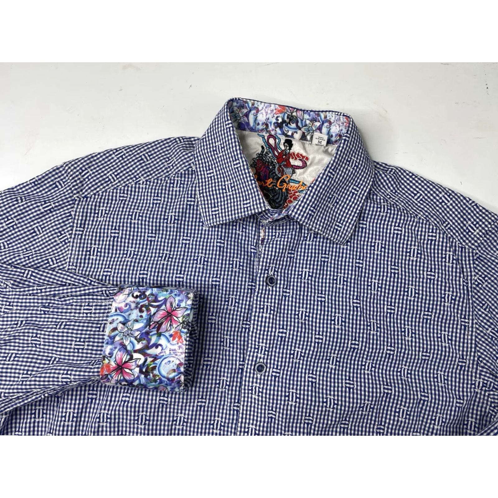 Robert Graham Robert Graham Button-Up Shirt Men Long Sleeve Floral Cotton Blue M Size Medium Pattern Floral Check Colorful Size US M / EU 48-50 / 2 - 2 Thumbnail