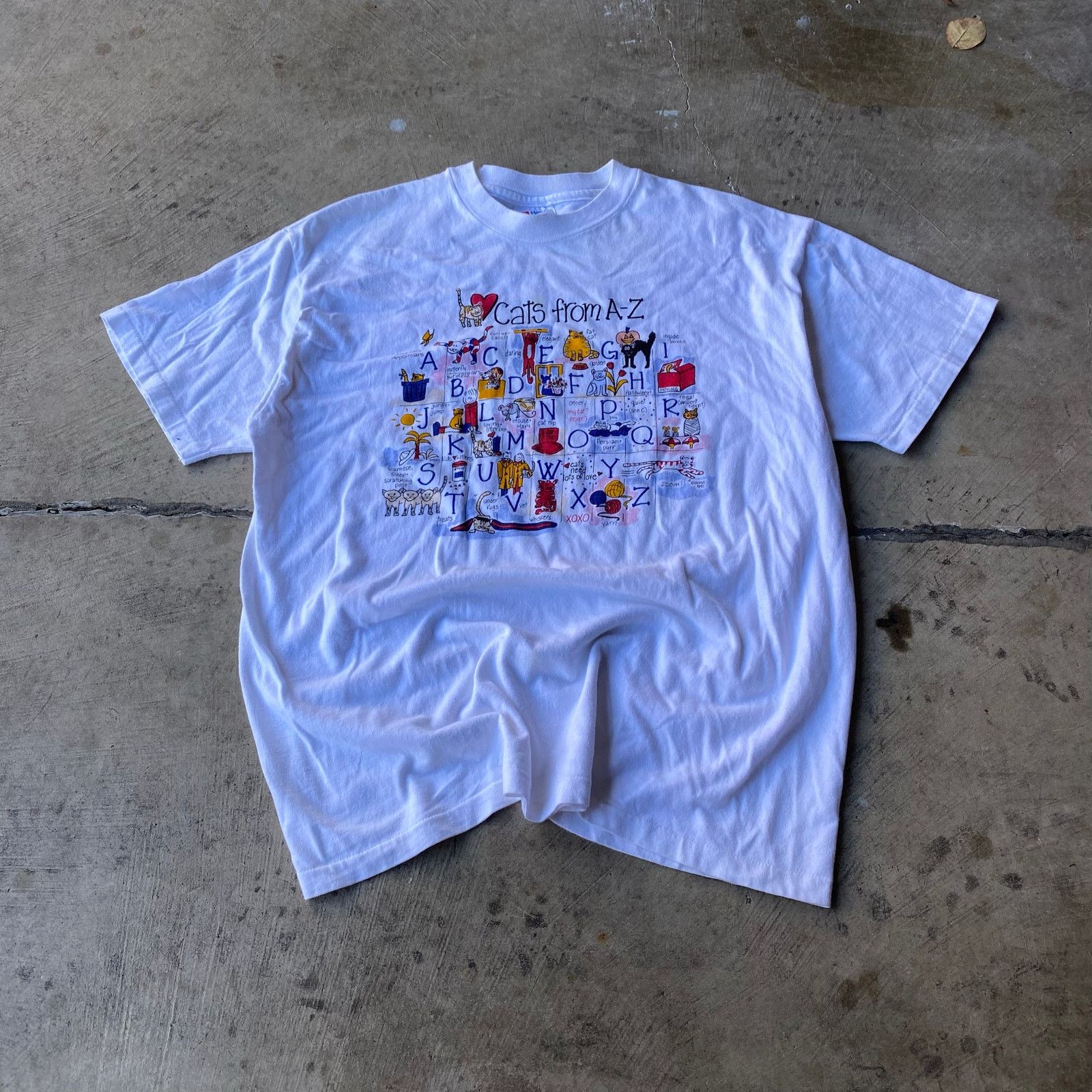 Vintage VINTAGE CATS ALPHABET COMEDY PARODY T-SHIRT LARGE WHITE Size US L / EU 52-54 / 3 - 2 Thumbnail