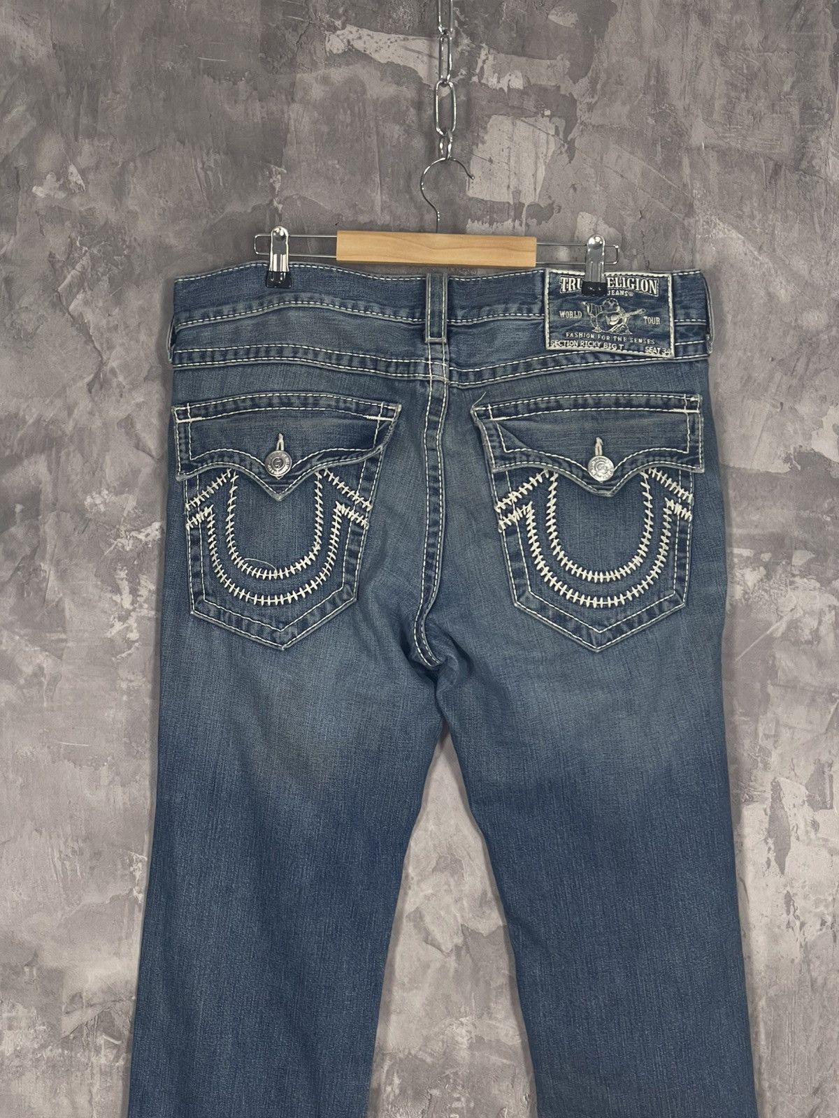 Japanese Brand × True Religion 💥Y2K Vintage True Religion White Stitch Rare Straight Jeans Size US 36 / EU 52 - 3 Thumbnail