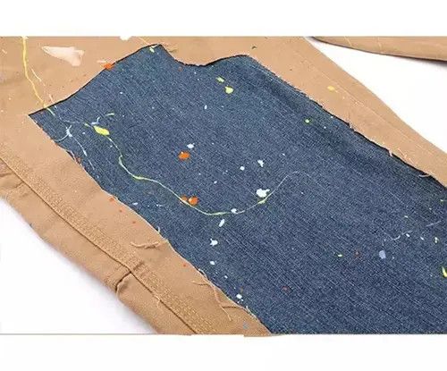 Other 20SS Indigo Union Japan Beige Patchwork Splash Ink Pants Size US 32 / EU 48 - 2 Thumbnail