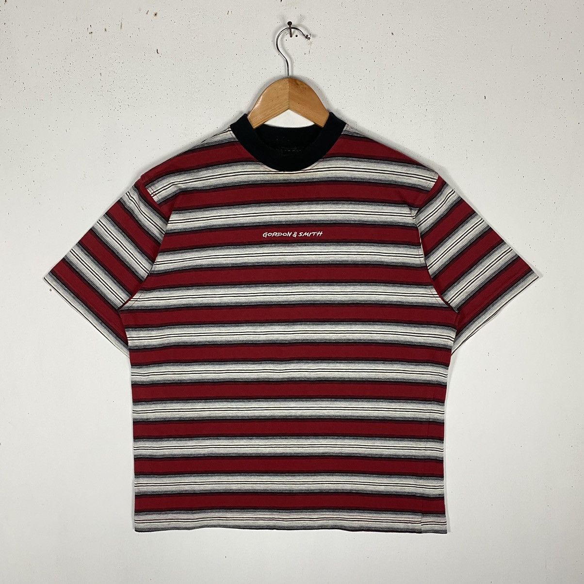 Vintage VINTAGE 90's GORDON & SMITH RED STRIPED TEE SURF SKATE TEE Size US M / EU 48-50 / 2 - 2 Thumbnail