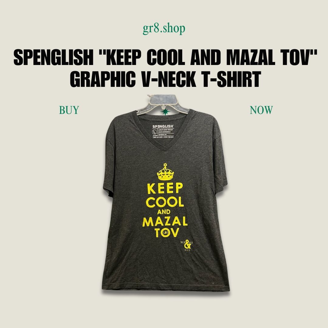 Other SPENGLISH "Keep Cool And Mazal Tov" Graphic V-Neck T-Shirt C Size US L / EU 52-54 / 3 - 1 Thumbnail