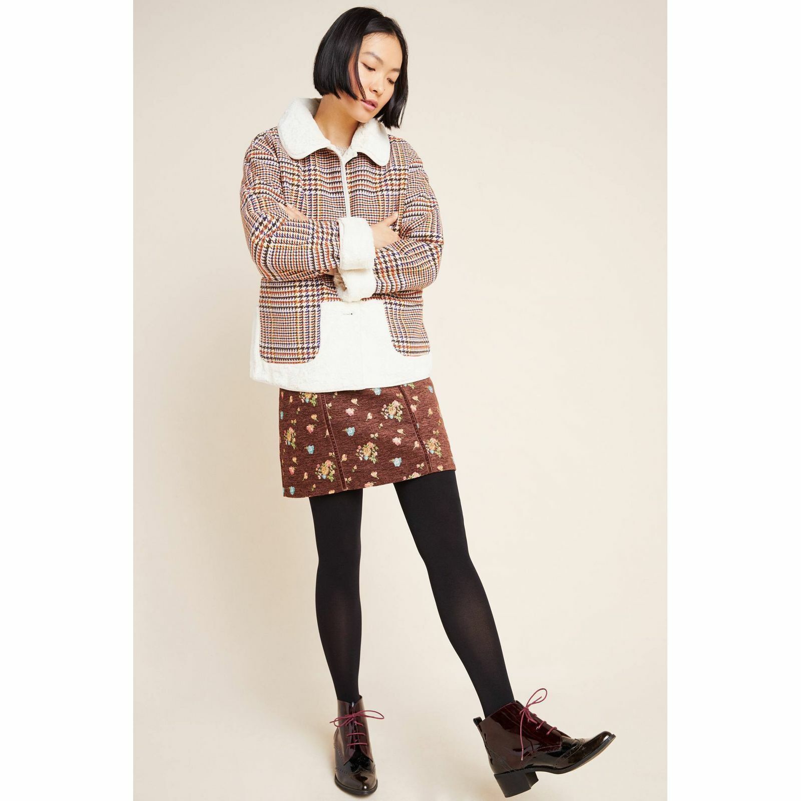 Anthropologie New Anthropologie Plaid Faux Fur Jacket by NuRode $240 SMALL Size S / US 4 / IT 40 - 4 Thumbnail