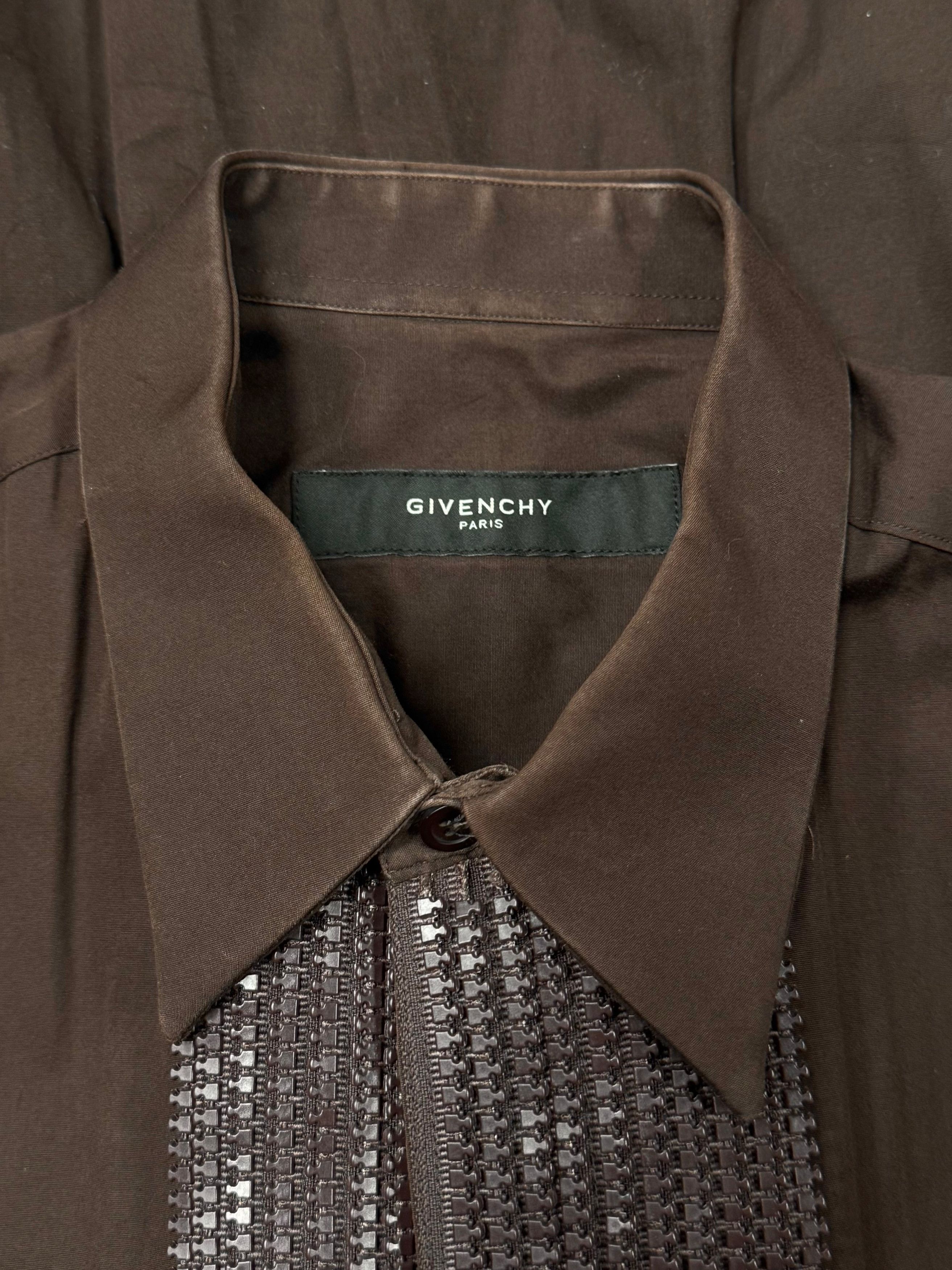 Givenchy Givenchy ‘Zipper Track’ Brown Concealed Button Down Shirt Size US M / EU 48-50 / 2 - 3 Thumbnail