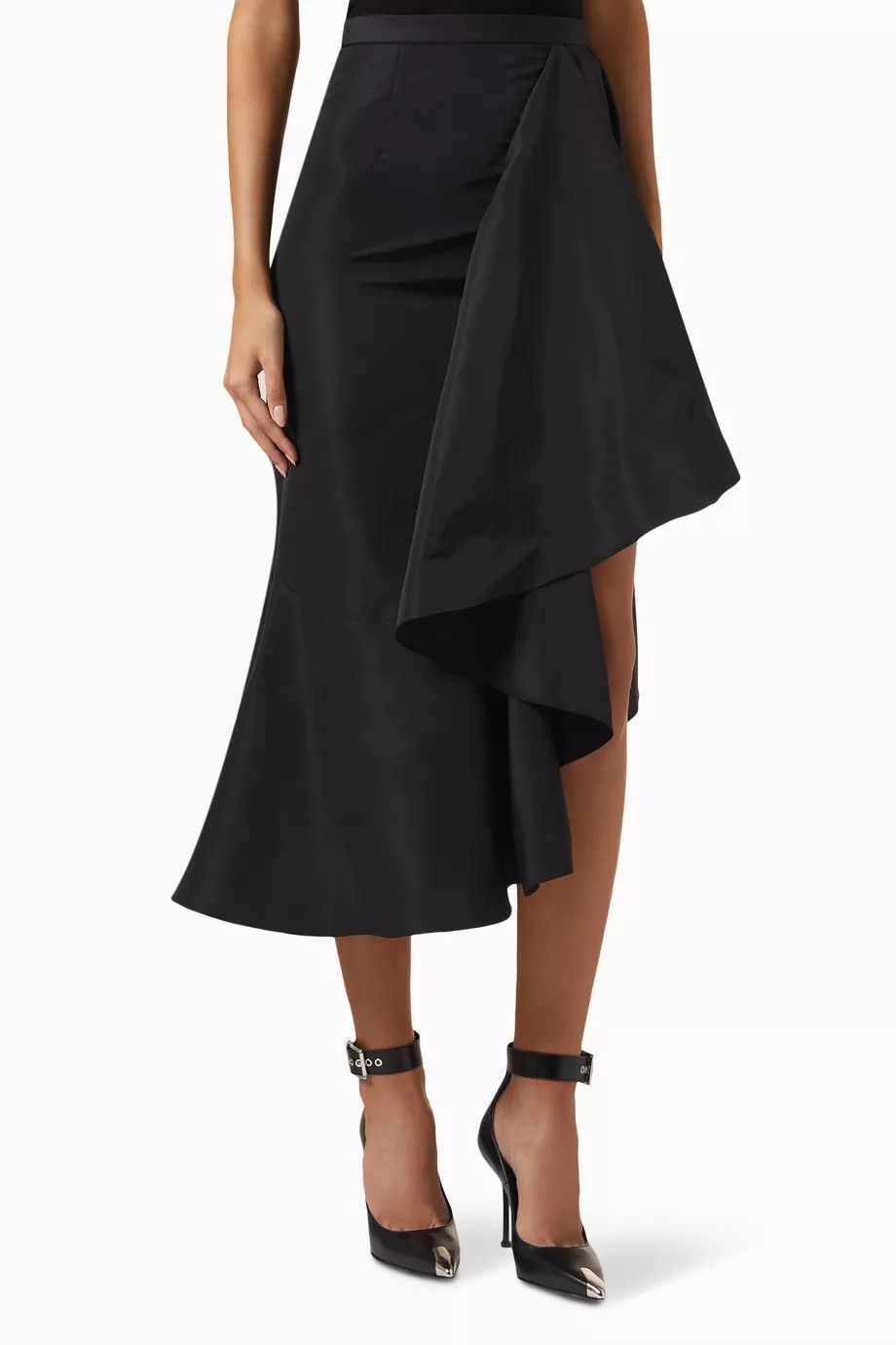 Alexander McQueen o1y0325 Midi Skirt in Black Size 28" / US 6 / IT 42 - 1 Thumbnail