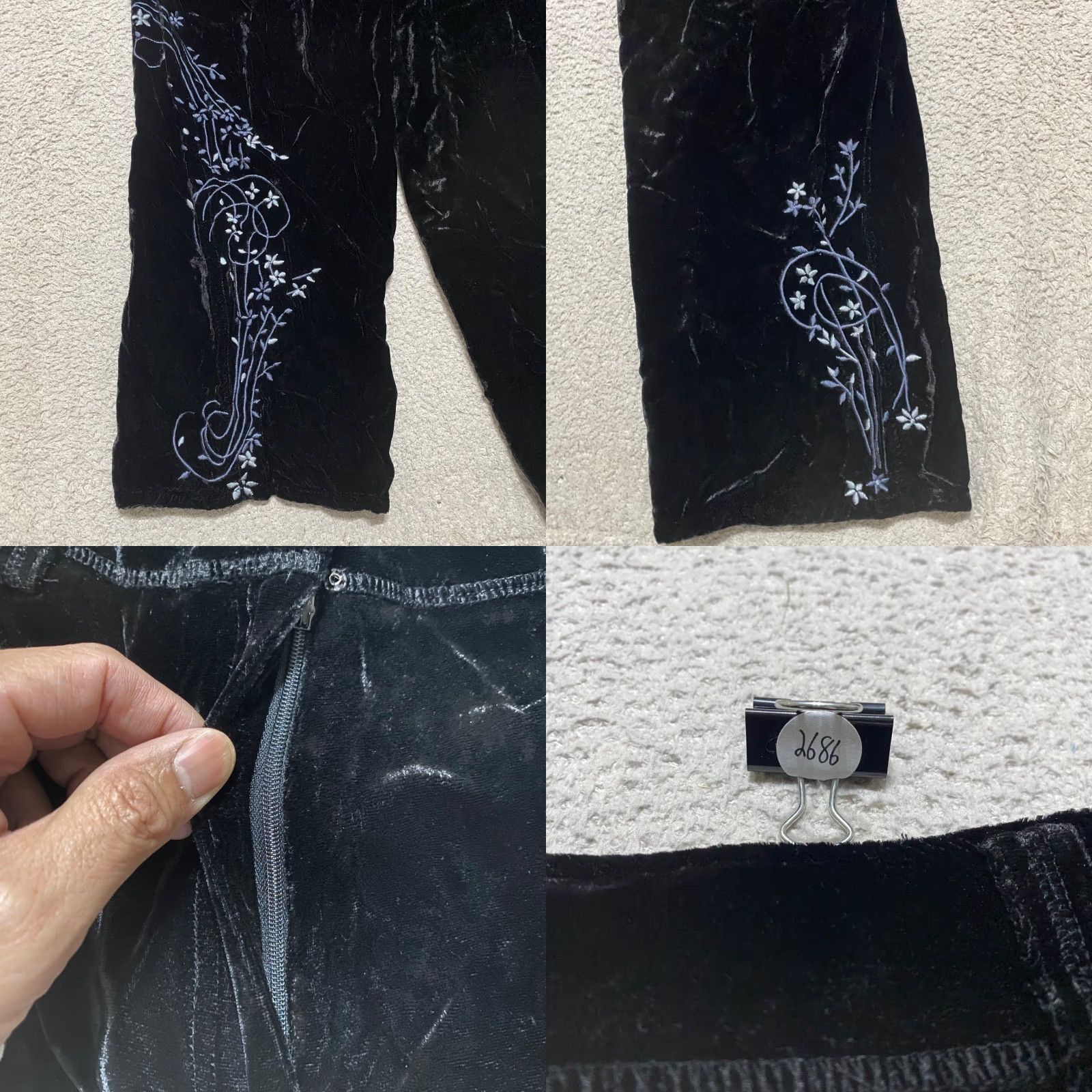 J. Jill J. Jill Pants Womens 10 Black Velvet Embroidered High Rise Straight Casual Dress Pants Womens Size 10 Velvet Embroidered Pockets Size 32" / US 10 / IT 46 - 8 Thumbnail