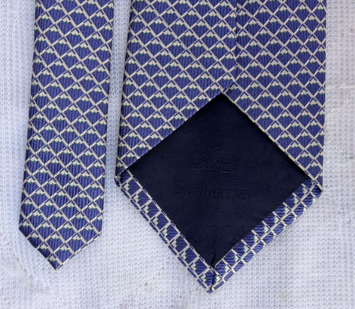 Burberry Burberry Tie Burberrys Vintage Blue JACQUARD NECKTIE Check Size ONE SIZE - 5 Thumbnail