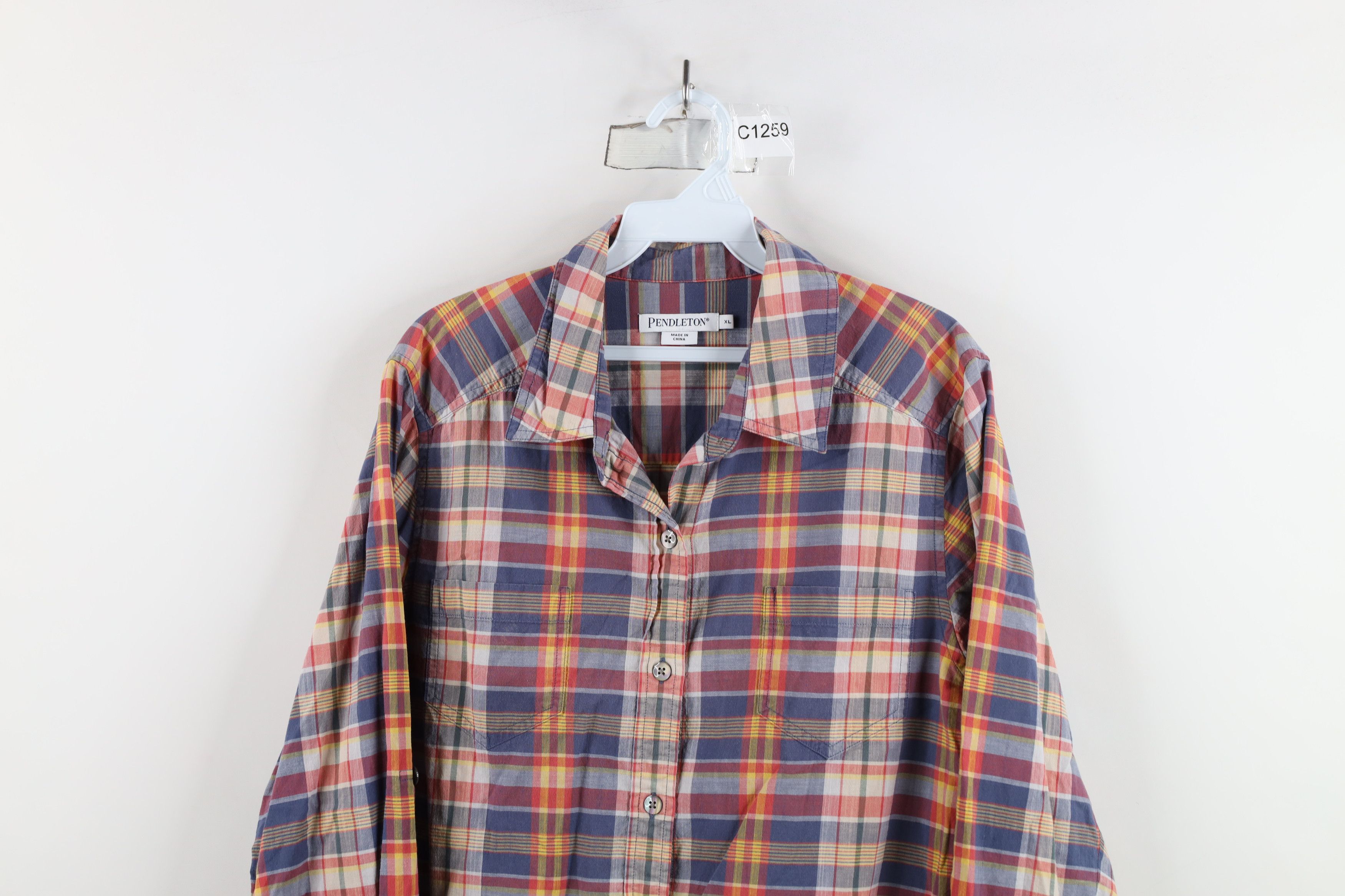 Pendleton × Vintage Vintage Pendleton Lightweight Rainbow Madras Button Shirt Size XL / US 12-14 / IT 48-50 - 2 Thumbnail