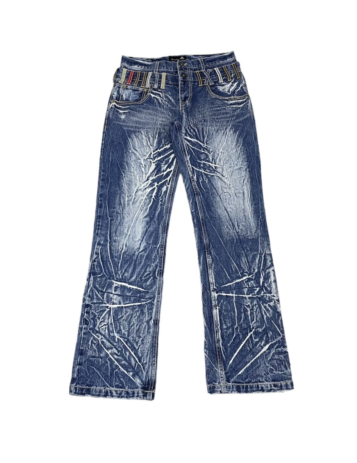 Image of Ppfm Jungle Storm Japan Double Waist Clawmark Jeans in Blue, Men's (Size 31)