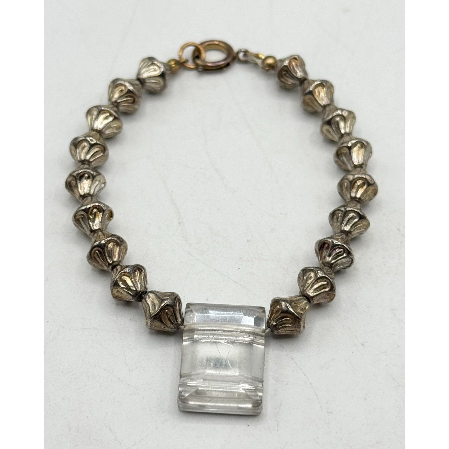 Vintage Vintage silver beaded rhinestone bracelet Size ONE SIZE - 1 Thumbnail